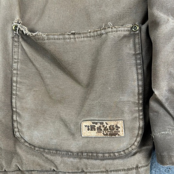 Canvas Barn Chore Jacket Quilt Lined Brown Work Thrash Distress Small OVERSIZED - Picture 8 of 16